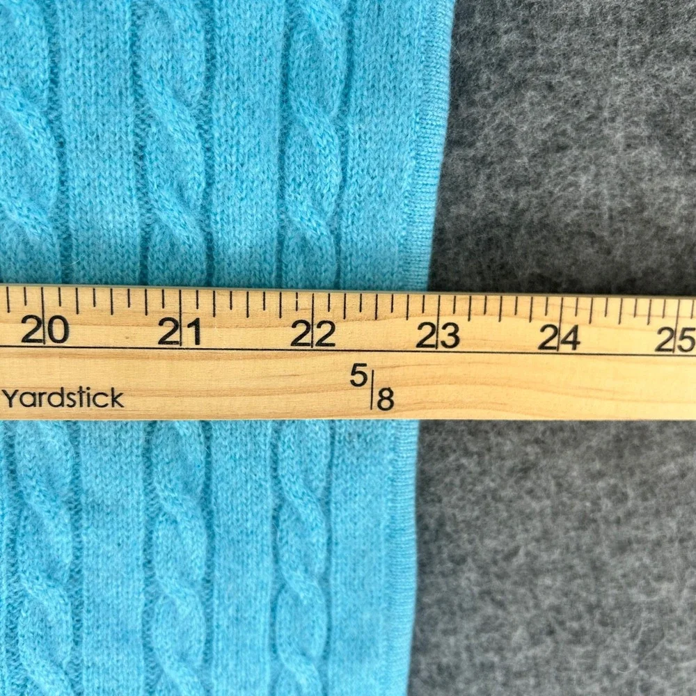 Precious Fibers 100% Cashmere Cable Knit Wrap Scarf Turquoise Blue One Size NWT